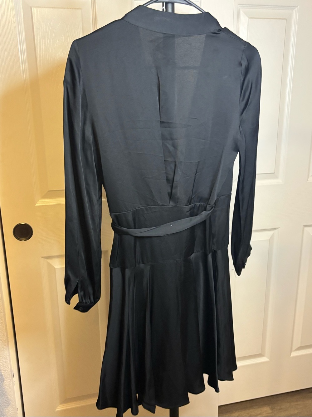 Banana Republic Black Satin Long Sleeve Wrap Dress - Picture 6 of 6